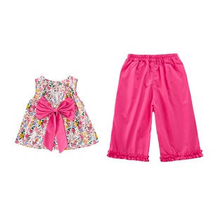 女童2026新款夏套装小孩衣服纯棉女宝宝夏季蝴蝶结两件套2026新款