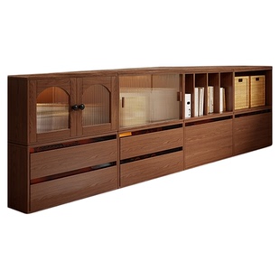 模块化自由组合柜客厅书柜储物柜一体中古墙边矮柜半墙艺术感斗柜