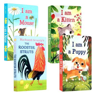 进口英文原版正版 I am a Kitten/ Puppy/mouse The Rooster Struts我是一只小猫咪小狗老鼠4册纸板书英语启蒙iamabunny同系列