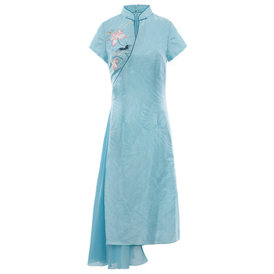 改良真丝修身风新品混纺荷花女裙