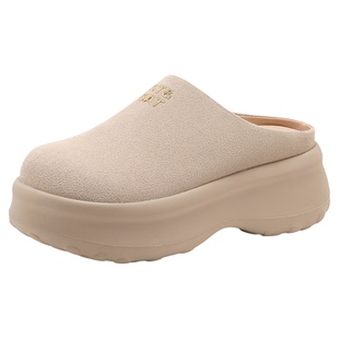 星期六真皮厚底勃肯鞋女2025新款秋冬女鞋一脚蹬小个子穆勒半拖鞋