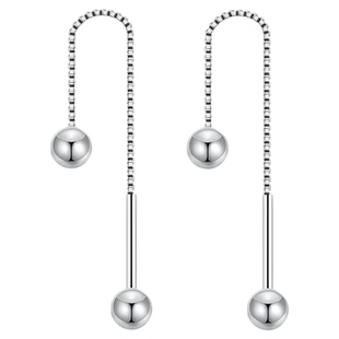 素泊集s999纯银豆豆耳线女小众耳钉高级螺丝耳链养耳洞睡觉不用摘