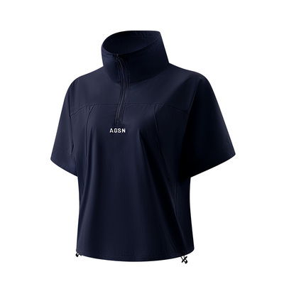 天使季节半拉链网球服女立领短袖2026新款羽毛球服运动T恤上衣服