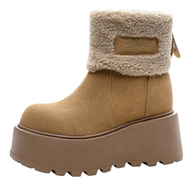 加绒雪地靴震地王厚底秋冬