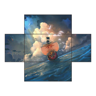 海贼王背景图海军鬼岛阳光号梅利号手办盒展柜贴纸场景布景现货