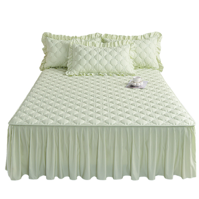 公主风磨毛夹棉床罩床裙四季通用