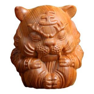 崖柏木打坐虎禅意摆件可爱老虎随身盘玩解压手把件生肖虎年吉祥物