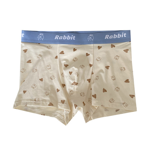 奶蓝rabbit莫代尔棉男士四角内裤透气简约舒适柔软运动平角裤头男