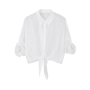 佧茜文轻盈系带外罩衬衫2026春季新款休闲百搭宽松透气上衣女