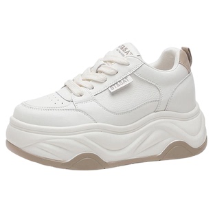 星期六鞋子女款2025新款秋季8CM厚底内增高小白鞋显身材真皮板鞋