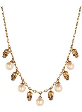 骷髅珍珠项链黄铜时尚