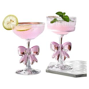 创意蝴蝶结高脚杯鸡尾酒杯马天尼杯香槟杯子玛格丽特高级气泡酒杯