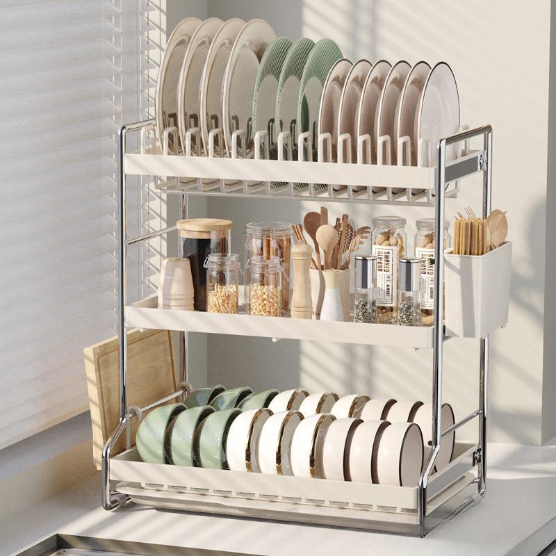 厨房置物架ins碗碟碗盘收纳架沥水架家用多功能碗筷收纳盒碗架