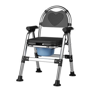 老人坐便椅残疾病人坐便器不锈钢加厚座便椅家用洗澡折叠移动马桶