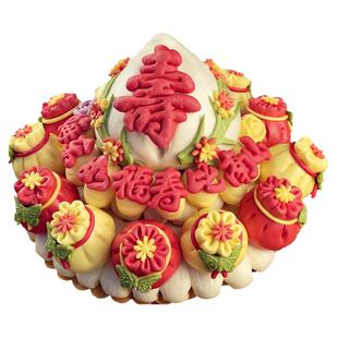 胶东花饽饽威海面食馒头喜馍馍礼品老人过祝寿大寿桃手工生日蛋糕