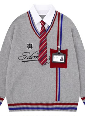 胸牌口袋设计感宽松男女毛衣BF