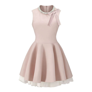 现货「夜宴千金」水钻赫本粉色公主裙连衣裙女背心裙生日礼服裙夏