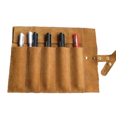 大容量复古真皮笔袋牛皮简约笔帘