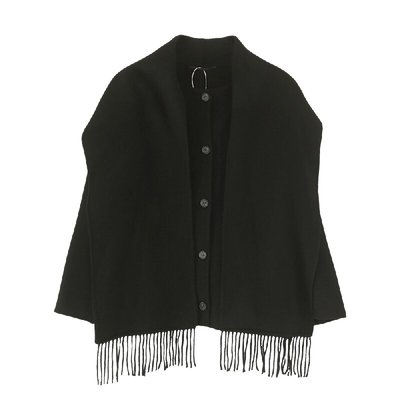 时尚流苏围巾领羊毛大衣