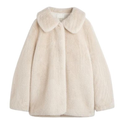 千金感蝴蝶结立领水貂毛外套