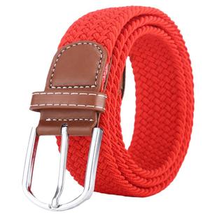 2024本命年红腰带 男女红色编织帆布皮带 百搭牛仔裤无孔弹力裤带