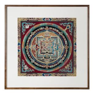 铜师傅 手工錾刻 铜雕画《唐卡时轮金刚坛城》客厅玄关装饰画挂画