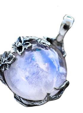 彩虹月光石树枝花枝玫瑰石英项链