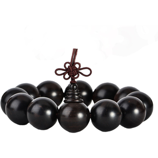 天然黑檀手串男士佛珠情侣手链乌木紫光檀木首饰品女文玩刻字念珠