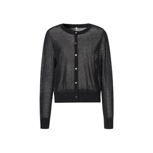 VGRASS女装针织开衫羊毛夏季新款云朵感短款修身显瘦圆领女士上衣