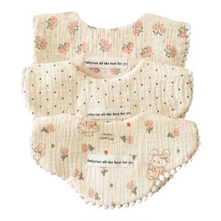 ins韩版加厚纱布围嘴棉质婴儿围嘴花瓣口水巾百搭防水围兜口水兜