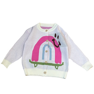 新款儿童毛衣开衫秋冬季童装针织外套时尚女宝宝洋气休闲韩版毛衣