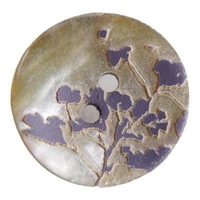 18mm银底灰紫色枝叶贝壳纽扣