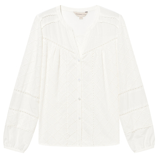 Goodland美地白色法式镂空衬衫女长袖上衣2026春季新款LC36130040