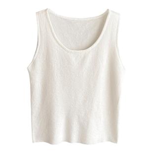 杏白色针织吊带背心女西装内搭2025秋冬新款高级打底外穿无袖上衣