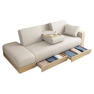 梳化床日式原木布艺客厅收纳可折叠家具两用小户型储物沙发