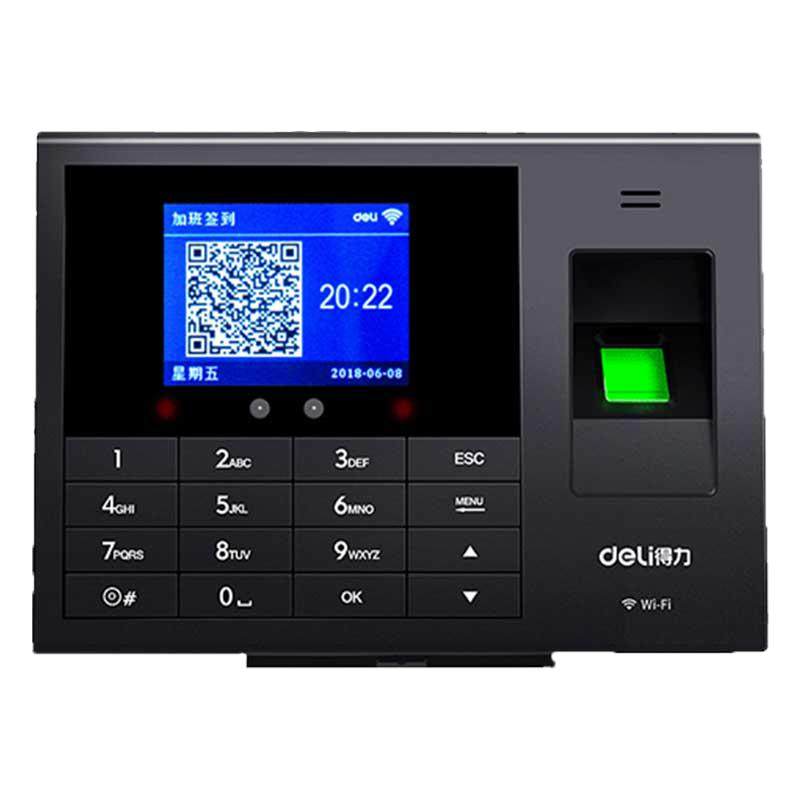 得力3765CS面部指纹识别考勤机智能无线wifi连接考勤机手机APP查看导出报表人脸考勤大容量考勤打卡机