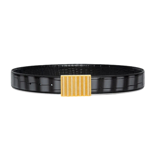 3.8史蒂芬新款算盘子镶砖双面鳄鱼皮相思灰手工擦色腰带【送礼】