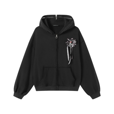 TGNS镂空蕾丝连帽披肩卫衣