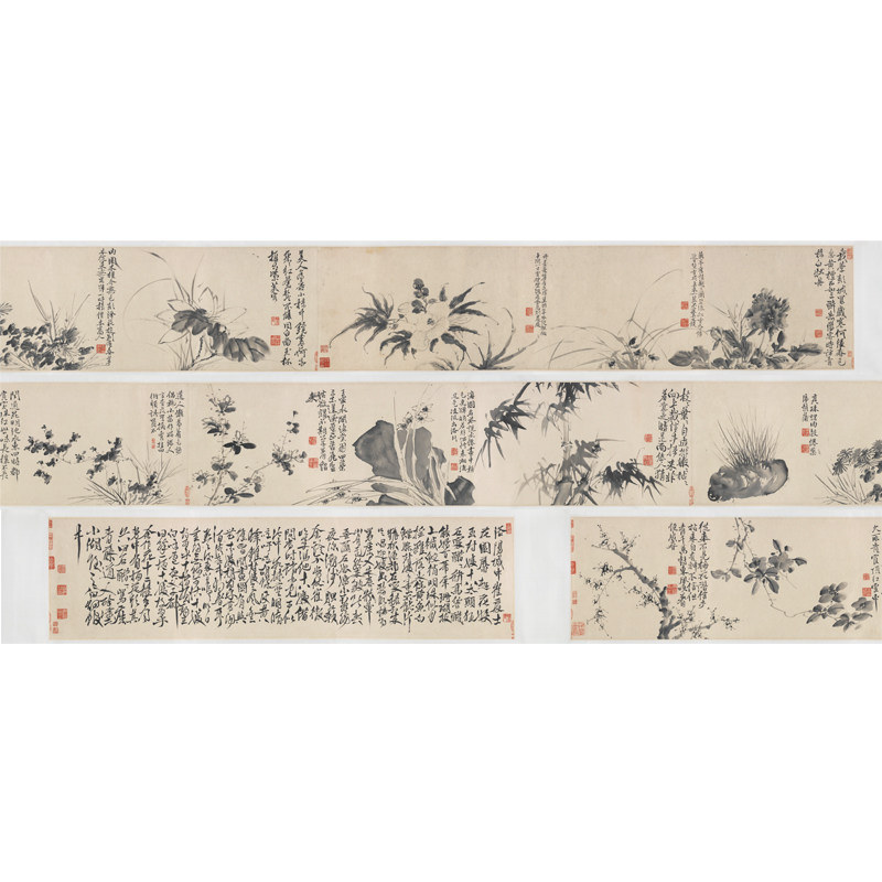 徐渭十二月花卉图全卷复古作品