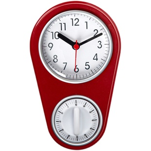 免打孔北欧静音厨房客厅定时闹钟创意钟表挂冰箱挂钟专用钟小挂钟