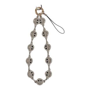 闪闪的四叶草手机链绳精致闪钻笑脸手链金属链条手腕带轻奢高级水钻挂链精致银色链子ccd包包钥匙扣女挂饰壳