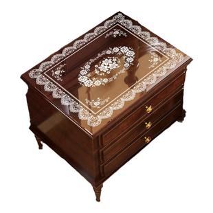 蕾丝透明床头柜垫子盖布防水防尘轻奢高级感pvc水晶板桌面保护垫