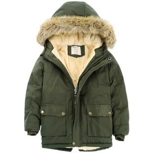 外贸童装男童连帽棉服儿童加厚棉袄外套中大童男童羊羔绒棉衣冬装