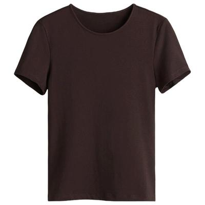 HM女装T恤2025秋季新款细纤维直筒腰身圆领修身短袖短上衣1292501