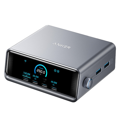 Anker Prime安克250W智能屏显桌面充电站适用苹果17充电器头多口氮化镓充电头PD快充头适用Macbook笔记本手机