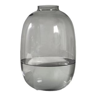 喜悦大肚花瓶玻璃透明简约椭圆玻璃小口器皿马醉木龟背竹插花花器