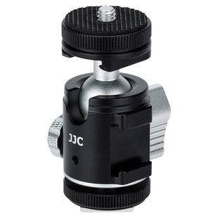 JJC 球形云台双冷靴接口万向阻尼金属支架手机微单单反相机直播拓展补光灯三脚架八爪鱼底座360全景拍摄配件