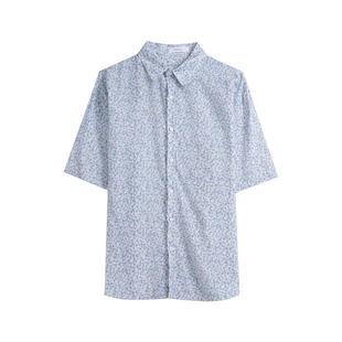 Hualun夏季海滩度假穿搭薄款小碎花衬衫男生短袖cleanfit休闲衬衣