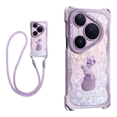 轻奢风气球小熊斜挎编织绳硅胶壳