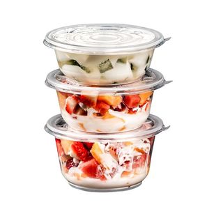 一次性碗带盖家用圆形加厚外卖打包餐盒塑料商用小碗冰粉碗汤碗